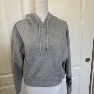 DKNY Gray Cropped Hoodie Sweatshirt